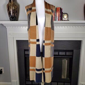 Jillian Nicole Colorblock Plaid Duster Vest | Size Large